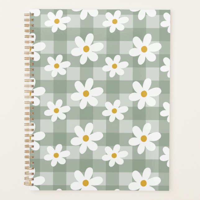 Daisy Days Planner - Green Gingham (Front)