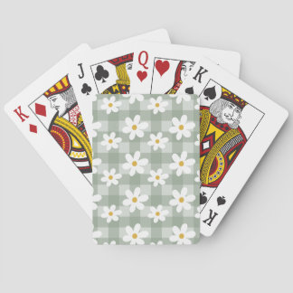 Daisy Days Playing Cards - Green Gingham