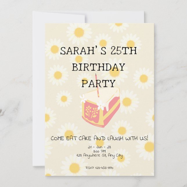 Daisy Delight Birthday Invitation (Front)