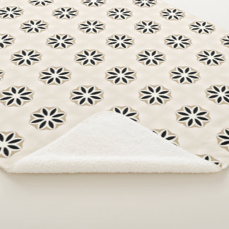 Daisy Delight Monochrome Blossom Sherpa Blanket