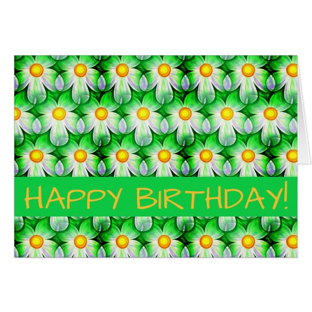 Daisy Digital Print, Floral Card (Front Horizontal)