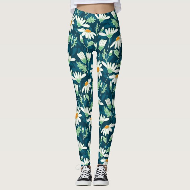 Daisy Ditsy Chamomile Romantic Print Leggings (Front)
