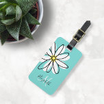Daisy Doodle Flower Personalised  Monogram Luggage Luggage Tag<br><div class="desc">This design was created though digital art. It may be personalised in the area provide or customising by choosing the click to customise further option and changing the name, initials or words. You may also change the text colour and style or delete the text for an image only design. Contact...</div>