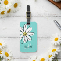 Daisy Doodle Flower Personalised Monogram Luggage