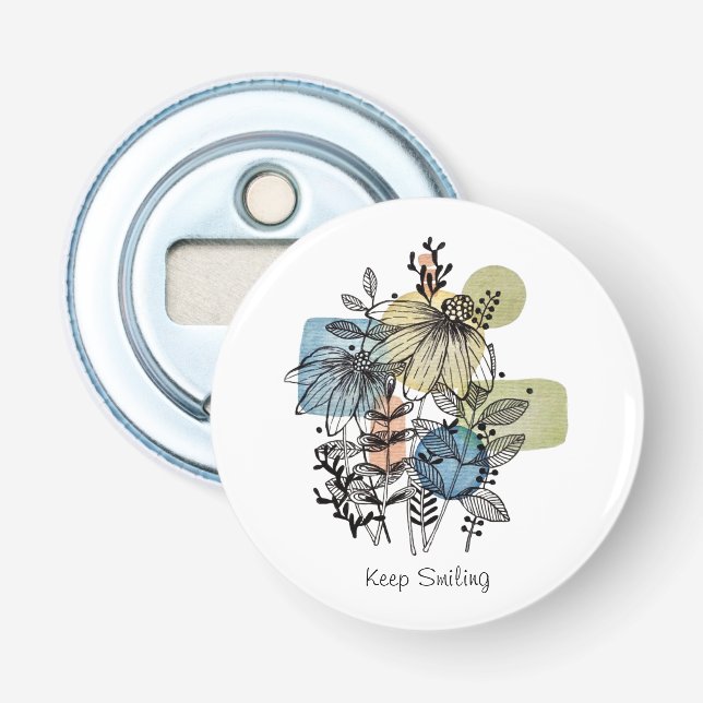 Daisy Doodle In Ink And Watercolor Bottle Opener (Front)