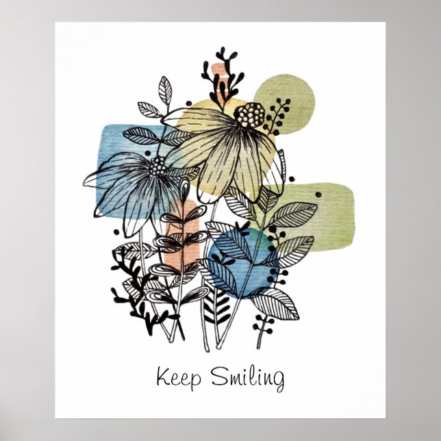 Daisy Doodle In Ink And Watercolor Poster (Front)