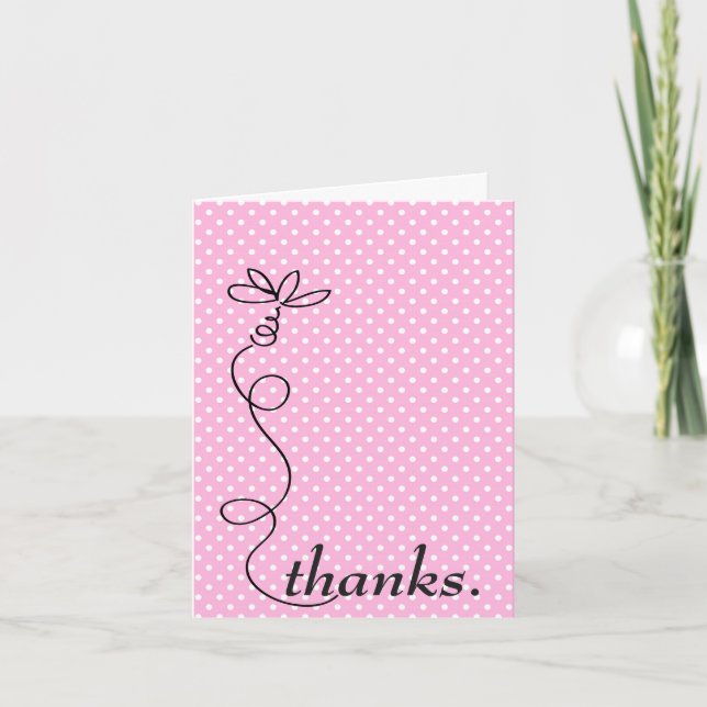 Daisy Doodle On Polka Dots Thank You Card (Front)