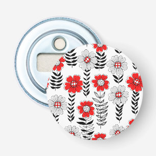 Daisy doodles in red and black bottle opener