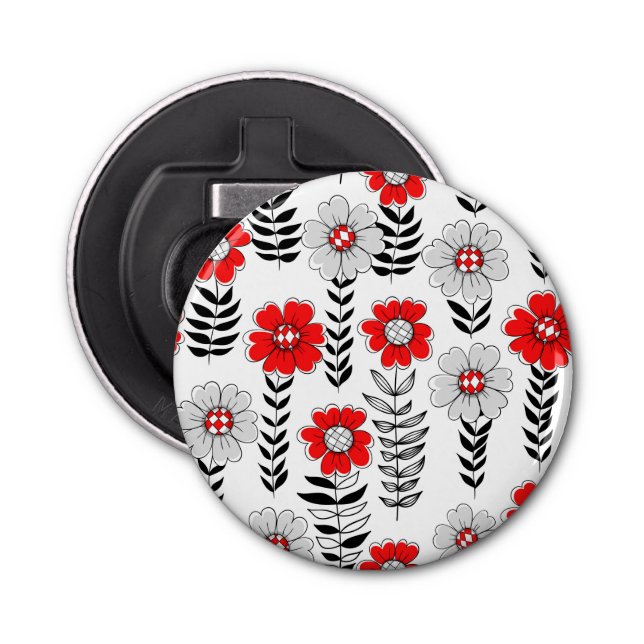 Daisy doodles  in red and black bottle opener (Front)