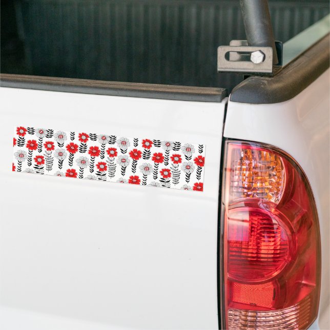 Daisy doodles  in red and black bumper sticker (On Truck)