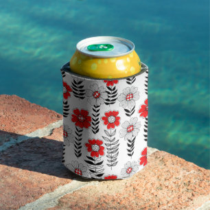 Daisy doodles in red and black can cooler
