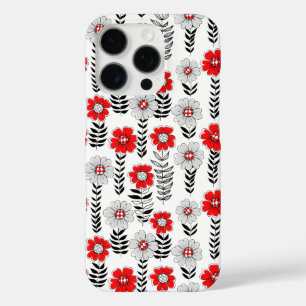 Daisy doodles in red and black iPhone 16 pro case