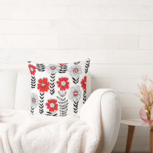 Daisy doodles in red and black cushion
