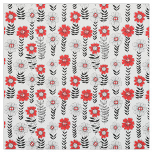 Daisy doodles  in red and black fabric