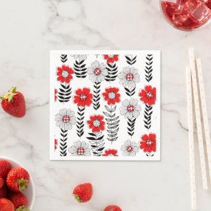 Daisy doodles  in red and black napkin