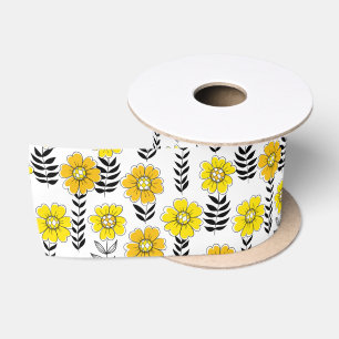 Daisy doodles in yellow and black satin ribbon
