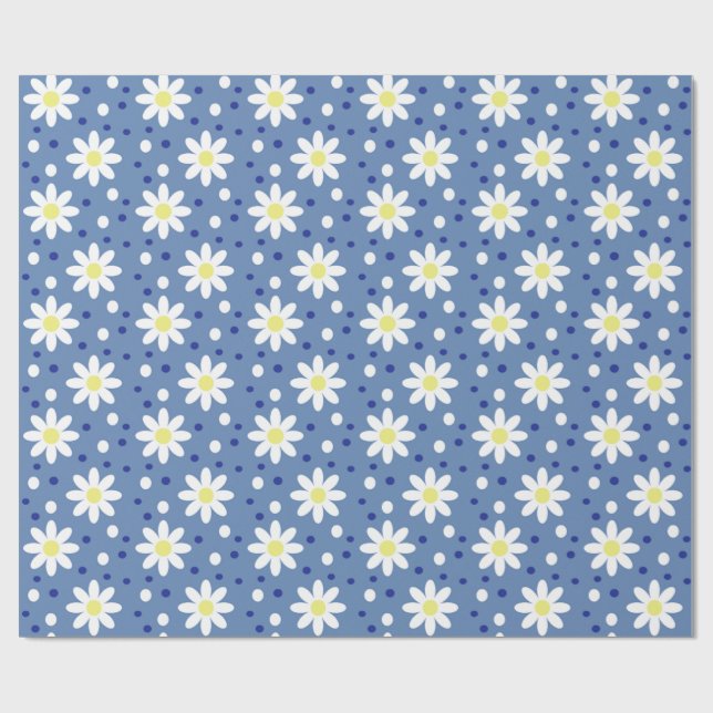 daisy dots blue wrapping paper (Flat)