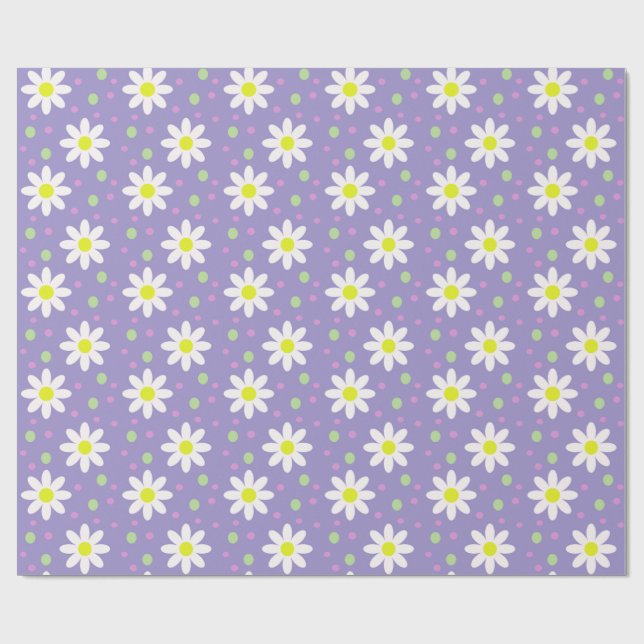 daisy dots violet wrapping paper (Flat)