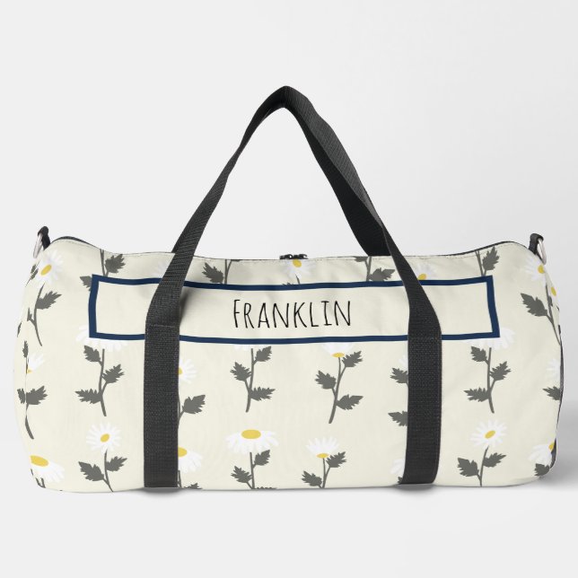 Daisy Drawing I Custom Name  Duffle Bag (Front)
