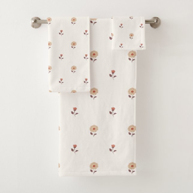 Daisy Dreams Warm Neutral Bath Towel Set (Insitu)