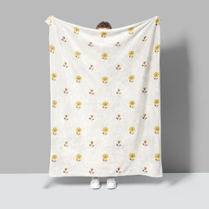 Daisy Dreams Yellow Brown Fleece Blanket