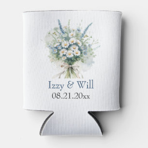 Daisy & Faded Denim Personalised Wedding Favour Can Cooler