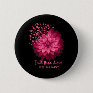 Daisy Faith Hope Love Breast Cancer Awareness Flow 6 Cm Round Badge