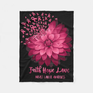 Daisy Faith Hope Love Breast Cancer Awareness Flow Fleece Blanket