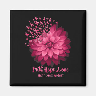 Daisy Faith Hope Love Breast Cancer Awareness Flow Magnet