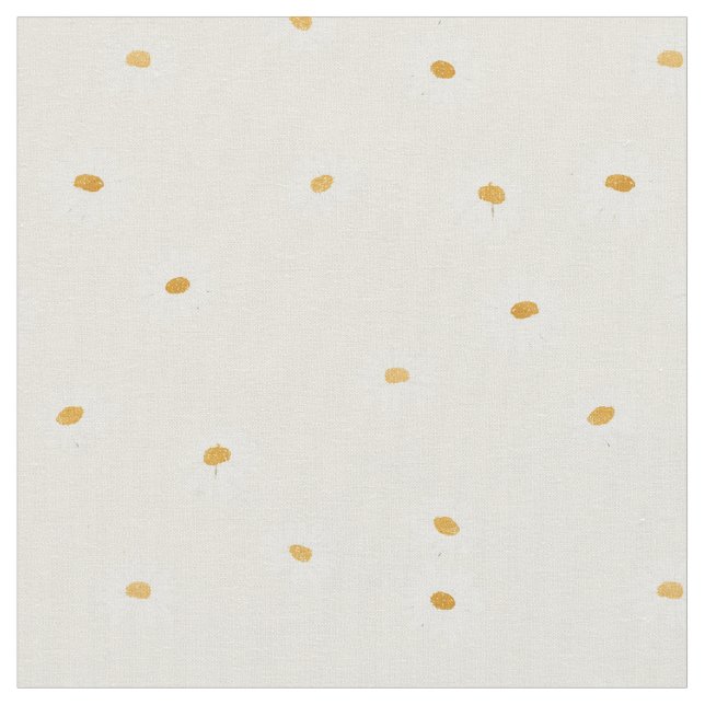 Daisy field Chamomile floral Fabric (Close Up)