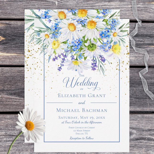 Daisy & Field Flowers Bouquet Wedding Invitation (Creator Uploaded)