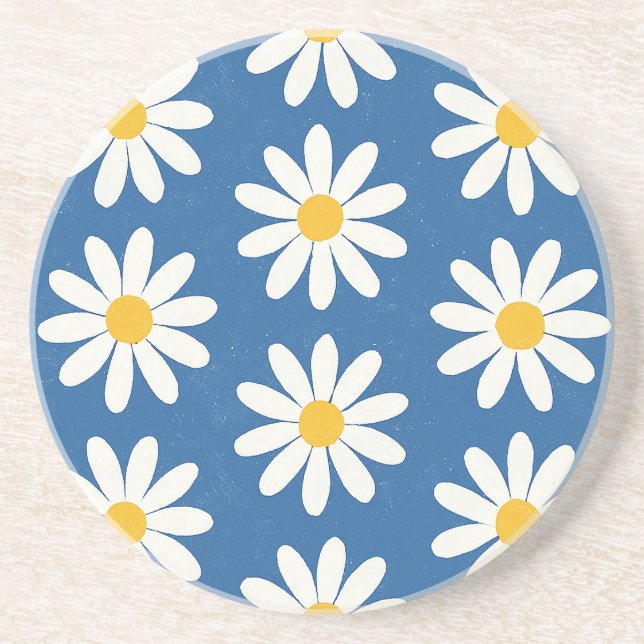 Daisy Field in Blue Coaster (Front)