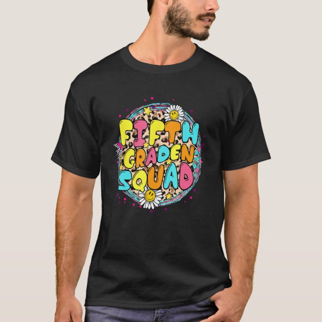 Daisy Fifth Grade Squad Back to School Retro Groov T-Shirt (Front)