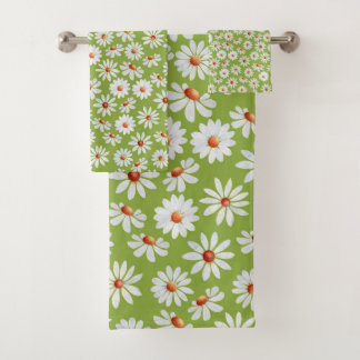 Daisy Filed Watercolor Spring Summer  Bath Towel Set