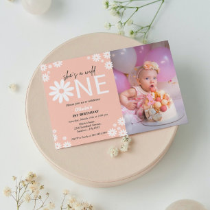 Daisy First birthday party bohemian wild one   Invitation