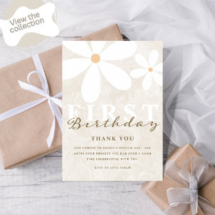 Daisy First Birthday Themed Party Thank You Card