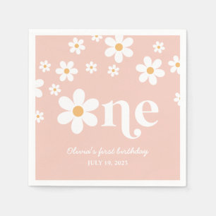 Daisy floral 1st birthday napkin