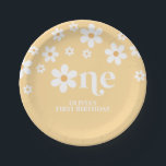 Daisy floral 1st birthday paper plates<br><div class="desc">One! Retro inspired 1st birthday party plates with 70's style daisies and boho fonts and colours.</div>