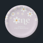 Daisy floral 1st birthday paper plates<br><div class="desc">One! Retro inspired 1st birthday party plates with 70's style daisies and boho fonts and colours.</div>