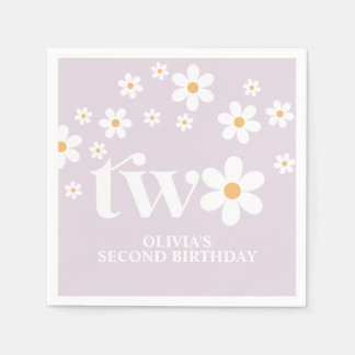 Daisy floral 2nd birthday napkins