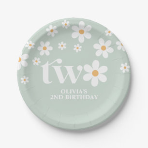Daisy floral 2ND birthday Paper Plate