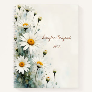 Daisy Floral Botanical Watercolor Style Notebook