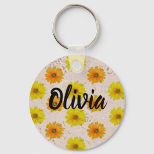 Daisy floral bouquet key ring