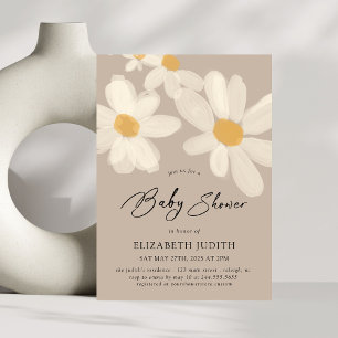  Daisy Floral Brown Baby Shower Invitation
