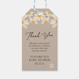  Daisy Floral Brown Baby Shower Thank You Gift Tags