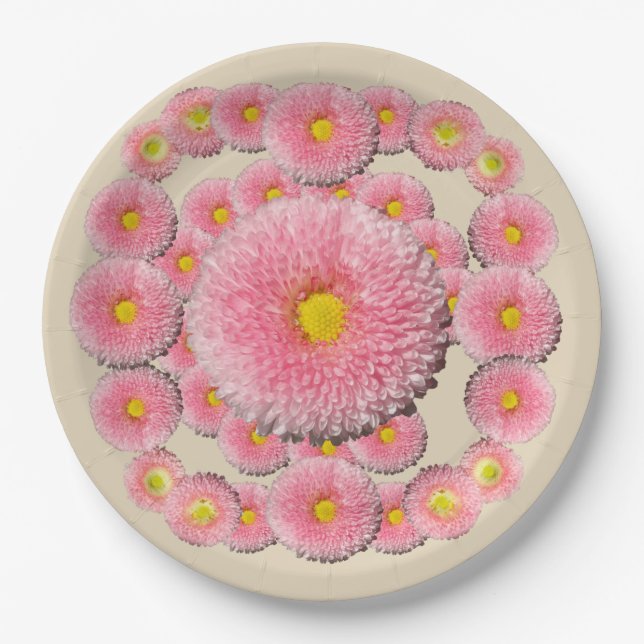 Daisy Floral Custom Paper Plates 9 in (Front)