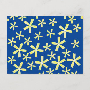 Daisy Floral Illustration Yellow and Blue Postcard