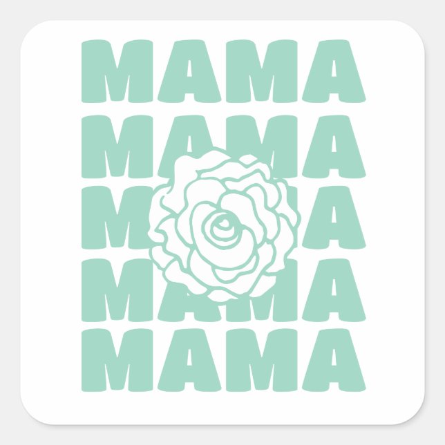 Daisy Floral Mama  Square Sticker (Front)