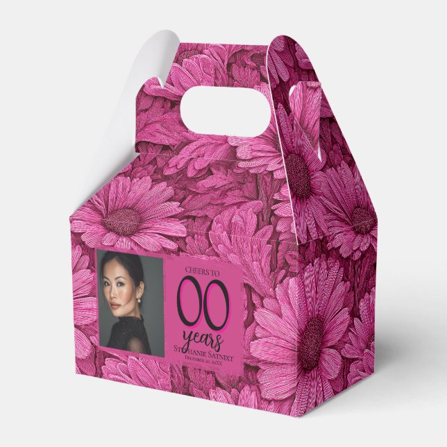 Daisy Floral Milestone Birthday Custom Favour Box (Front Side)