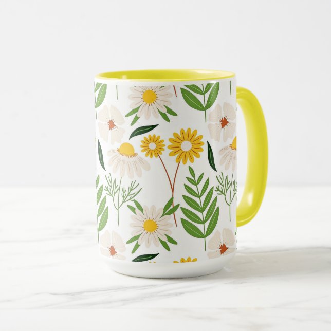 Daisy Floral Pattern Mug (Front Right)